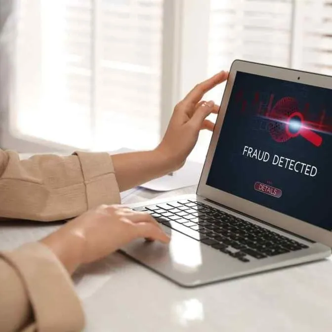 Laptop showing a blocked access screen